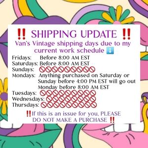 Van's Vintage Shipping Schedule